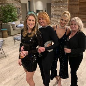 French Connection Black Sequin Long Sleeve Dress